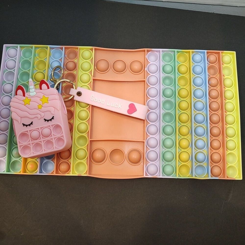 Pink Unicorn Coin Purse‎ Keychain And Fidget Keyboard Game Accessories